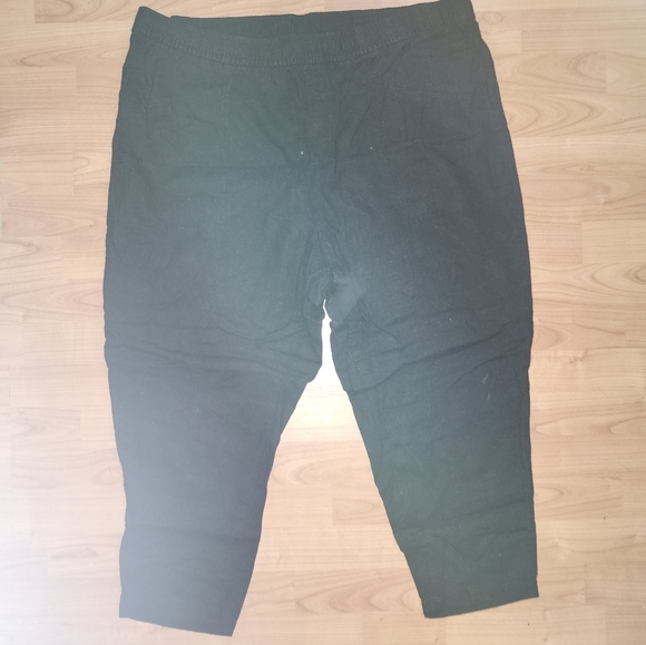 Old Navy Black Linen-Blend Cropped Pants Women’s 2X Elastic Waist Contemporary C - Picture 2 of 5